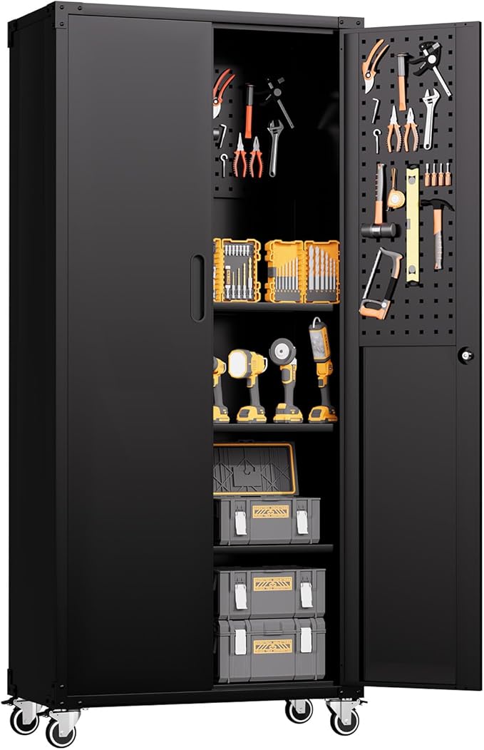 71"H Metal Storage Cabinet by Unknown