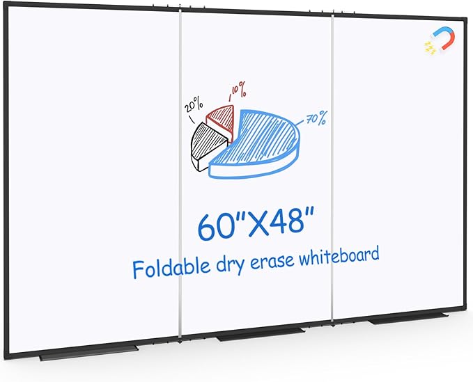 Large White Board for Wall, Magnetic Dry Erase Whiteboard, Foldable 60x48 Inches by AllAreN