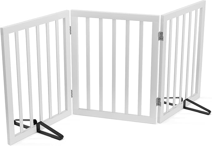 Dog Gates for The House Freestanding Foldable Pet Gates for Doorways 3 Panels by MinoKesper
