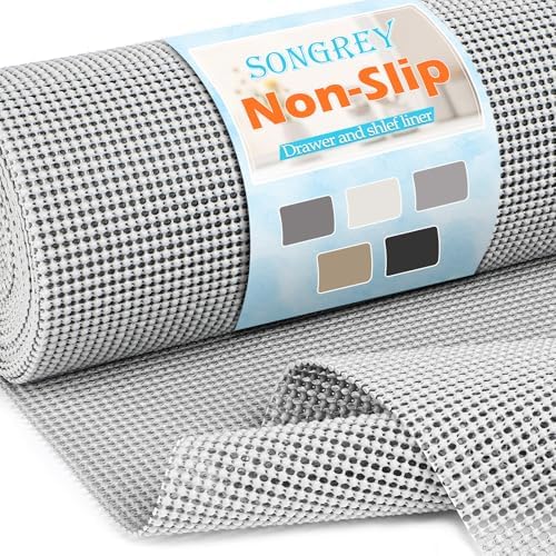 Songrey Non-Slip Shelf Cabinet and Drawer Liner, 12IN x 20FT, Light Gray by Unknown