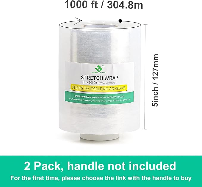 BOMEI PACK Plastics Industrial Mini Stretch Wrap Film Replacement 5" x 1000ft - Image 3