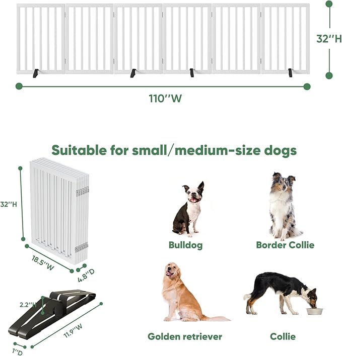Dog Gates for Doorways, Tall Dog Gate Indoor, Foldable Pet Gates for Doorways - Image 2