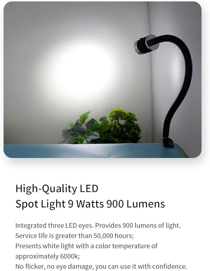 Gooseneck LED Light, Clamp Gooseneck Light 900 Lumen 120 Volt Fixed - Image 2
