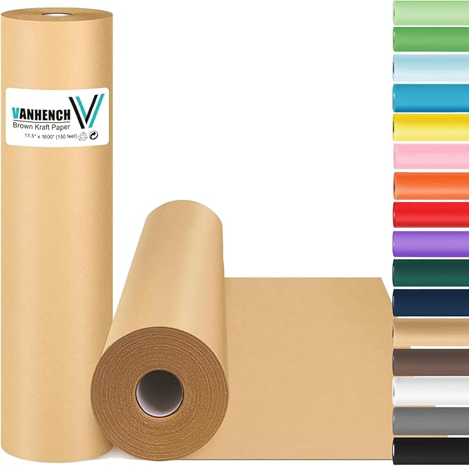 Vanhench Brown Wrapping Paper, Craft Paper, Kraft Paper 17.5"x 1800", Gift by Vanhench