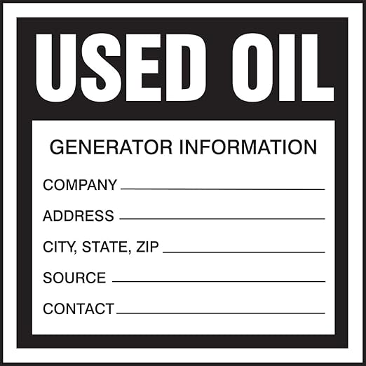 Accuform Signs MHZW34PSC Adhesive Coated Paper Hazardous Waste Label, Used Oil" - Image 2