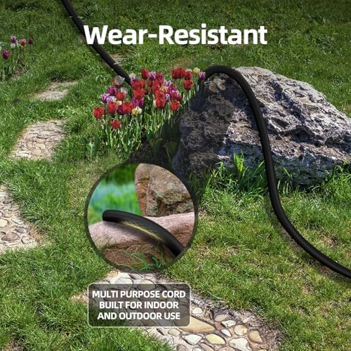 TiFFCOFiO Indoor Outdoor Extension Cord Waterproof, 75 Feet 3 Prong Power Cord for Home and Garden, 16 AWG, 13A/1625W, ETL Listed - Image 6