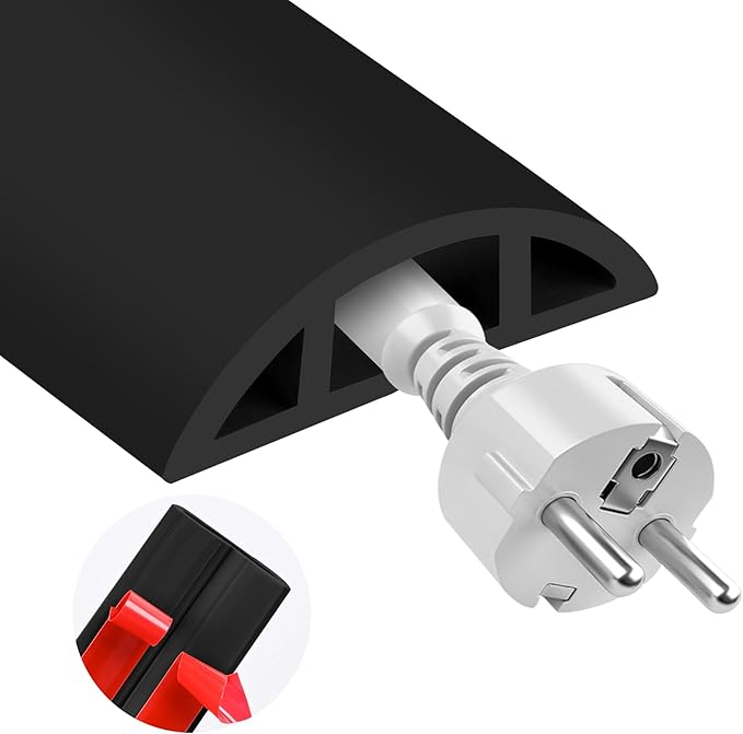 MYFAMIREA 5FT Floor Cord Cover for Wire Self Adhesive Cable Cavity Management by MYFAMIREA