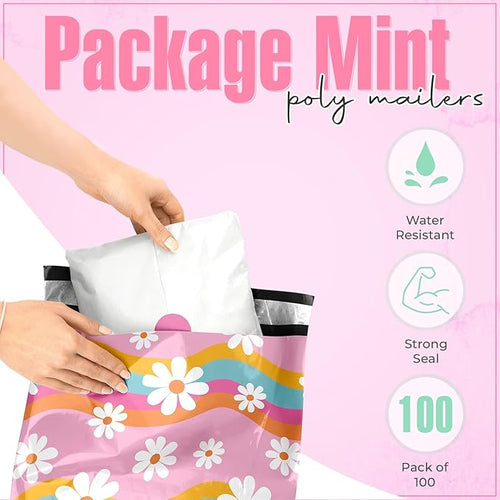 10x13 Poly Mailers – Groovy Daisy – Waterproof, Tear-Resistant Shipping Bags - Image 2