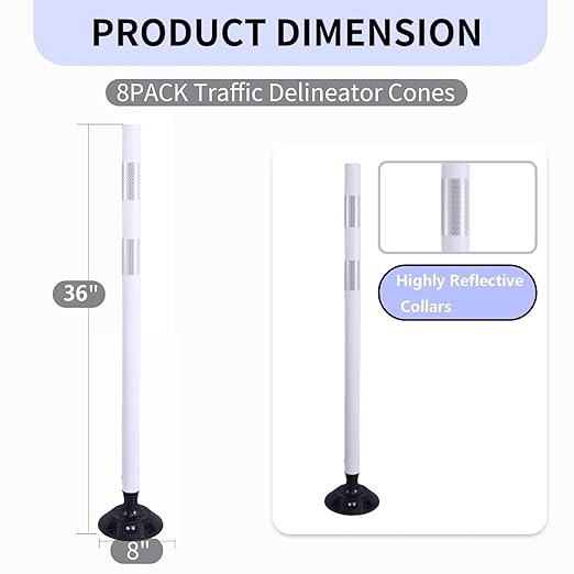 BESEA 8 Pack 36 Inch Traffic Delineator Posts - Image 2