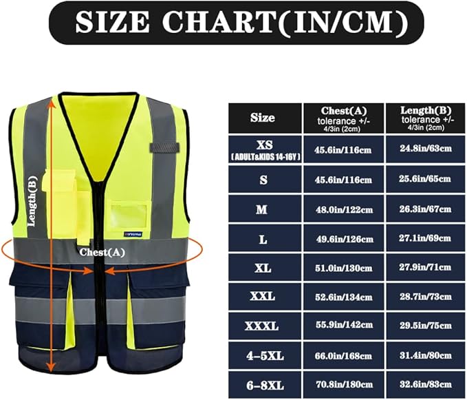 Yellow Navy High Visibility reflective Safety Vest - Image 2