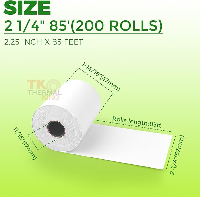 2 1/4" x 85' Thermal Paper, POS Receipt Paper - Image 2