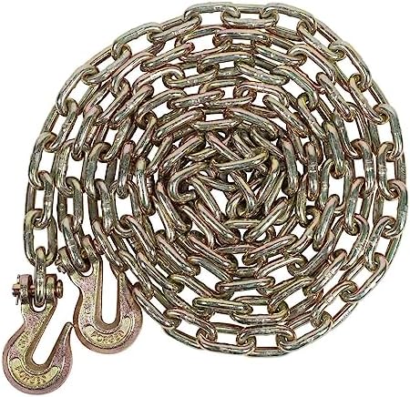 5/16 Inch x 16 FT Grade 70 Binder Chain with Clevis Grab Hooks - G70 Transport Tow Chain - 4,700 Lbs Working Load Limit by MyteeProducts