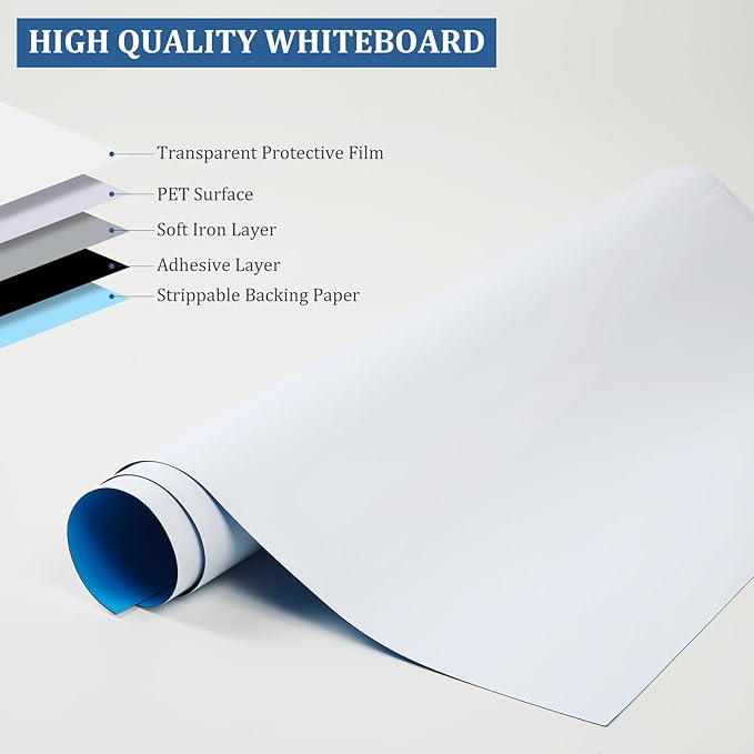 Whiteboard Adhesive Contact Paper, 48×36" in Magnetic Whiteboard Roll, Dry - Image 5