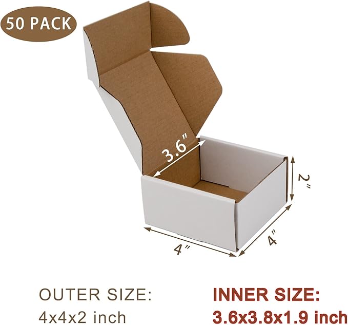 50 Pack 4x4x2 Inches Small Shipping Boxes, Moving Mailing Packing Box - Image 2