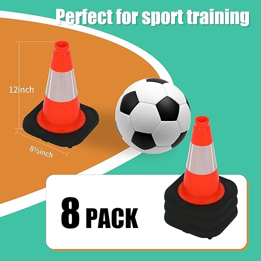 BESEA 12" inch Traffic Cones Soccer Training Cones Sport Cones Road Parking Cone - Image 2
