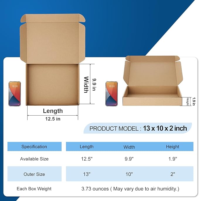Famagic Shipping Boxes 13x10x2 Inch 30 Pack Brown Small Box Corrugated - Image 2