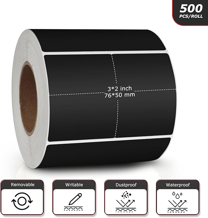 Black Rectangle Stickers 3 x 2 Inch Color Coding Labels Vinyl Roll - Image 4