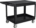 2 Tier Rolling Utility Cart on Wheels, 1000 lbs Capacity Flat Top Plastic by Tooremine