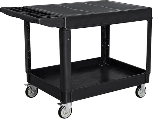 2 Tier Rolling Utility Cart on Wheels, 1000 lbs Capacity Flat Top Plastic by Tooremine