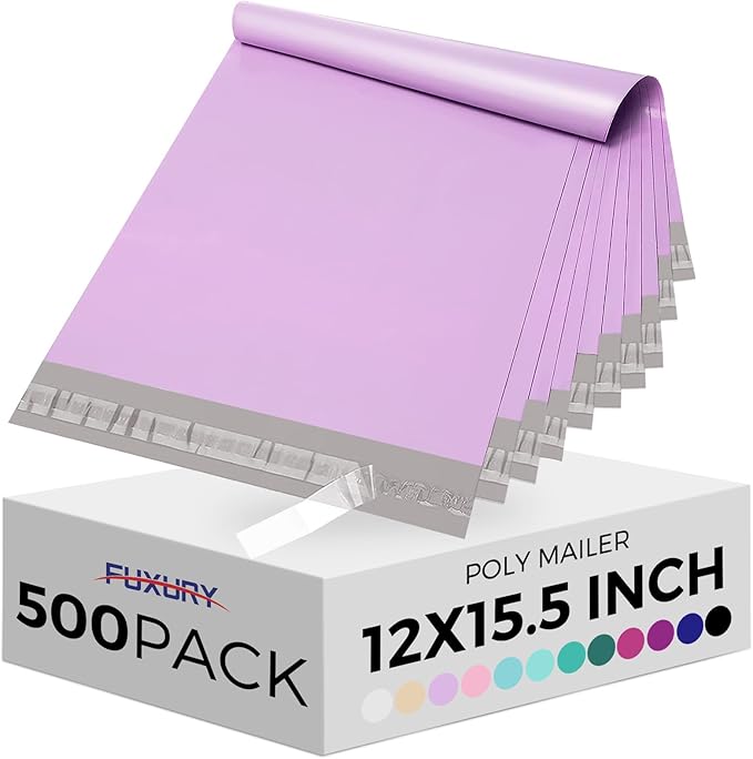 Fuxury Poly Mailers 12x15.5 Inch 500 Pcs, Bulk Shipping Bags by Fuxury