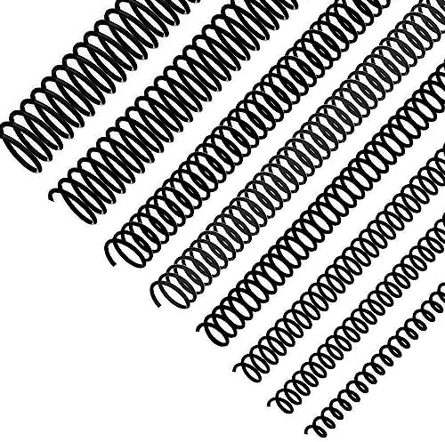 120 Pack Plastic Spiral Binding Coils Binder Binding Spirals Rings Multi Size Spiral Binding Wire Combs Spines Coils, 4:1 Pitch, 1/4 5/16 3/8 1/2 9/16 5/8 3/4 7/8 Inch (Black New Version) by SIMPLIPLEX