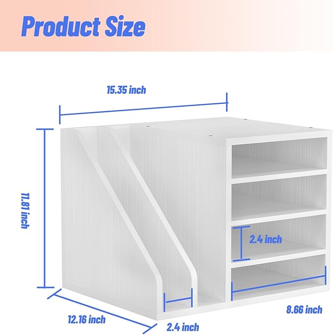Wood Desk Organizer File Holder, Wooden Mail Organizer Countertop - Image 4