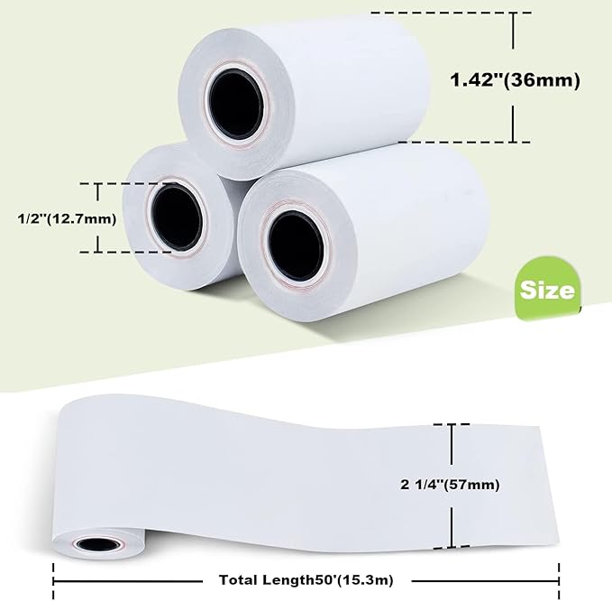 MFLABEL 2 1/4" x 50' Thermal Receipt Papers, 10 Rolls per Carton, 48g Weight - Image 3