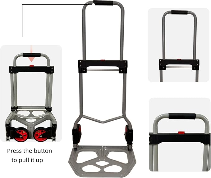 LEADALLWAY Dolly Cart Folding Hand Truck and Dolly, Steel Portable Cart - Image 4