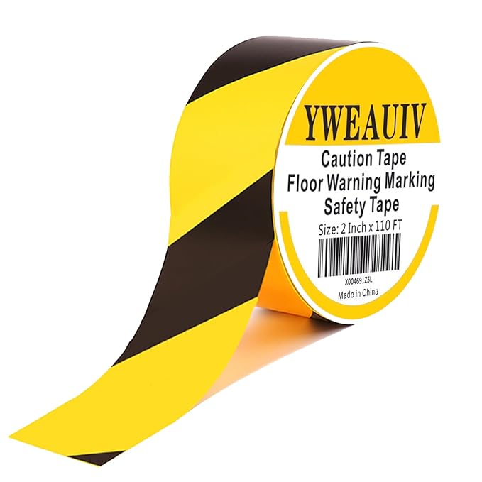 2 Inch x 110 FT Black & Yellow Floor Marking Tape, High-Visibility & Adhesive by YWEAUIV