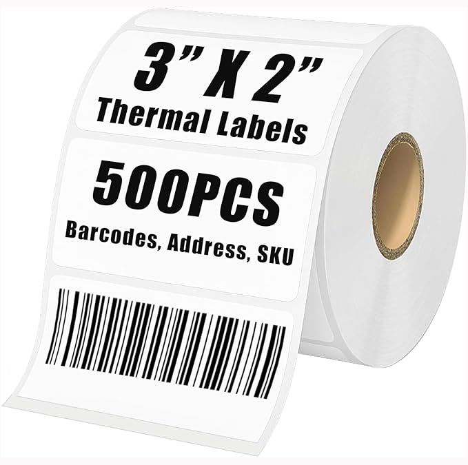3" x 2" Thermal Labels Stickers White, Thermal Printer Shipping Stickers by BriCabel