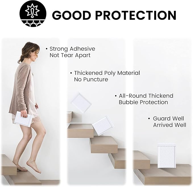 Fuxury Bubble Mailers 4x8" White Padded Envelopes 1000Pack Strong Adhesion - Image 6
