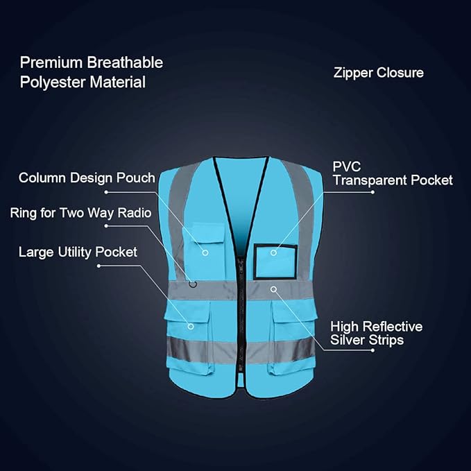 BeautyWill Custom Safety Vest Logo Class 2 High Visibility Reflevtive Vest - Image 4