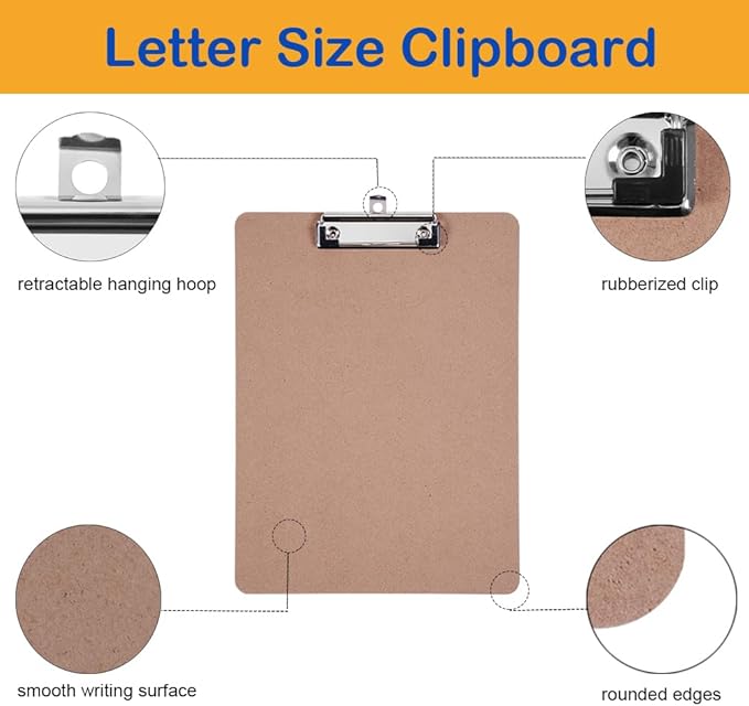 Clipboards Bulk, EZZGOL 36 Pack Letter Size Wood Clipboards, Low Profile Clip - Image 2
