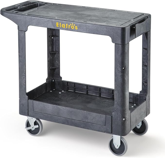 ELAFROS Heavy Duty Plastic Utility Cart Flat top 37 x 18.8 Inch by ELAFROS