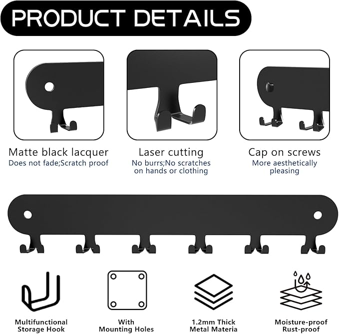 2 Pack Key Holder for Wall, Key Hooks, Key Holder Wall Mount Self Adhesive - Image 6