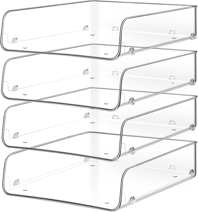 Stackable Paper Trays, 4 Tier Desk File Organizer, Document Letter Tray by Lunmore