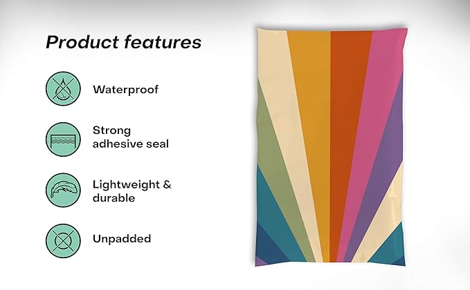 6x9 Poly Mailers – Retro Rainbow – Waterproof, Tear-Resistant Shipping Bags - Image 4