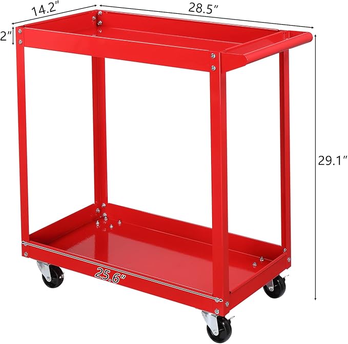 TUFFIOM 2 Tier Rolling Tool Cart on Wheels w/2 Brake, 220 LBS Capacity Heavy - Image 5