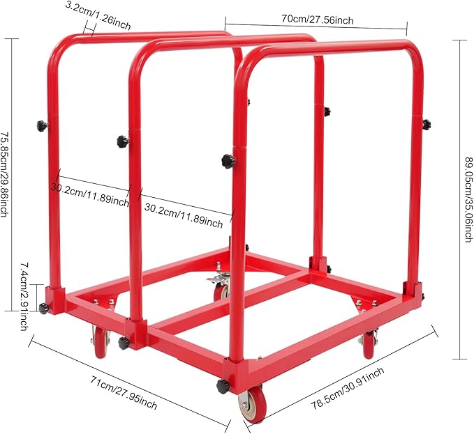 Undercat Steel Panel Truck, Heavy Duty Lumber Drywall Dolly, 1400lbs Platform - Image 4