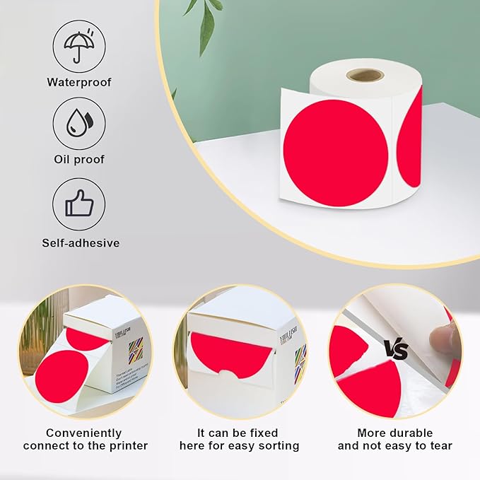 3 x 3Inch Round Color Coding Labels Circle Thermal Labels Printable Waterproof - Image 4