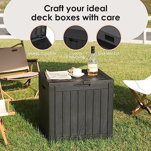 30 Gallon Deck Box, Waterproof Resin Outdoor Storage Box with Lockable Lid, Patio Storage Box Featuring Fade Resistant for Patio Furniture Cushions, Pool Accessories, Garden Tools, Black - Image 5