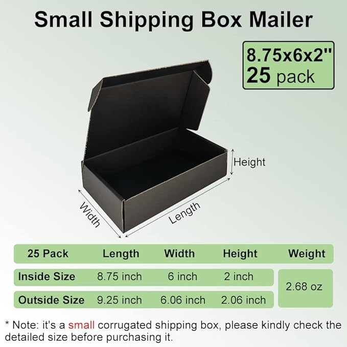 9x6x2'' Small Shipping Boxes 25 Pack - Image 2