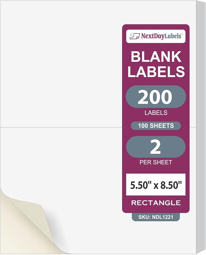 NextDayLabels – 8-1/2" x 5-1/2" Rectangular Sticker Labels by NextDayLabels