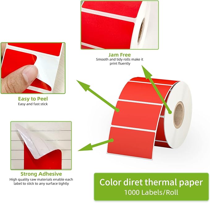 2.25" x 1.25" Red Direct Thermal Labels, Replacement - Image 3