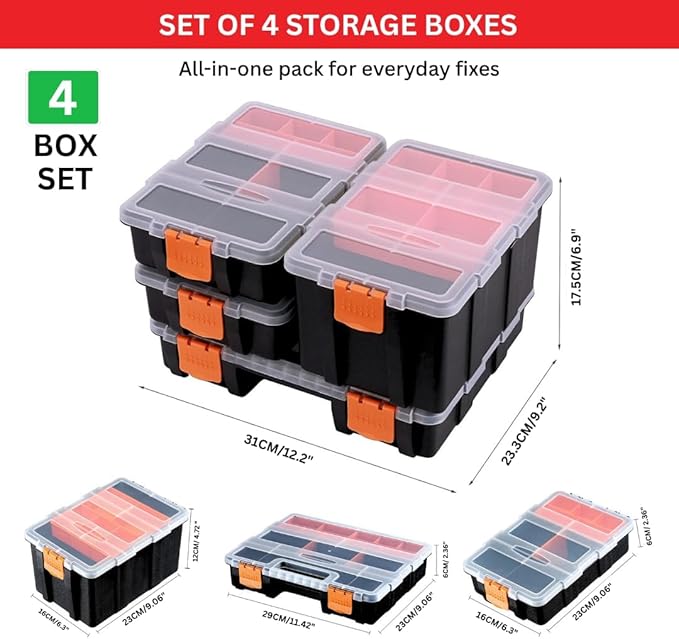 Andalus Tools Organizer Box, Small Parts Storage Multi-Compartment Portable - Image 2