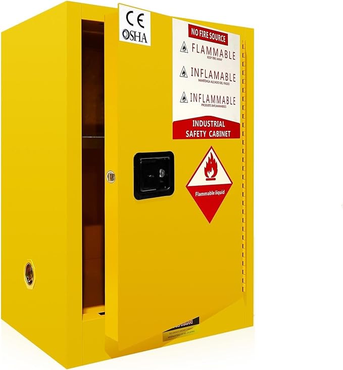 36 Gallon Yellow Flammable Storage Cabinet, Fireproof Steel Chemical Storage by Unknown
