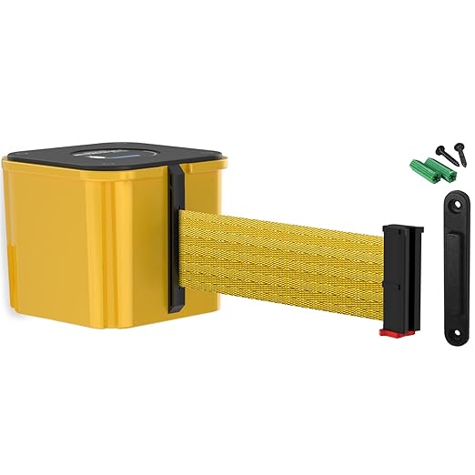 WM412 Retractable Belt Wall Mounted Yellow Crowd Control Barrier and Receiving - Image 2