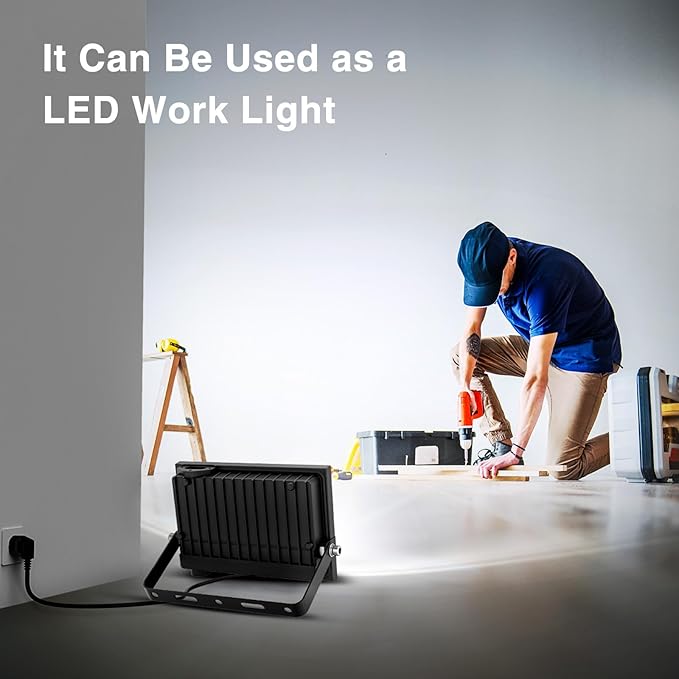 Onforu 40W Flood Lights Outdoor, 4000lm Bright LED Plug in Work Light, 6500K - Image 3