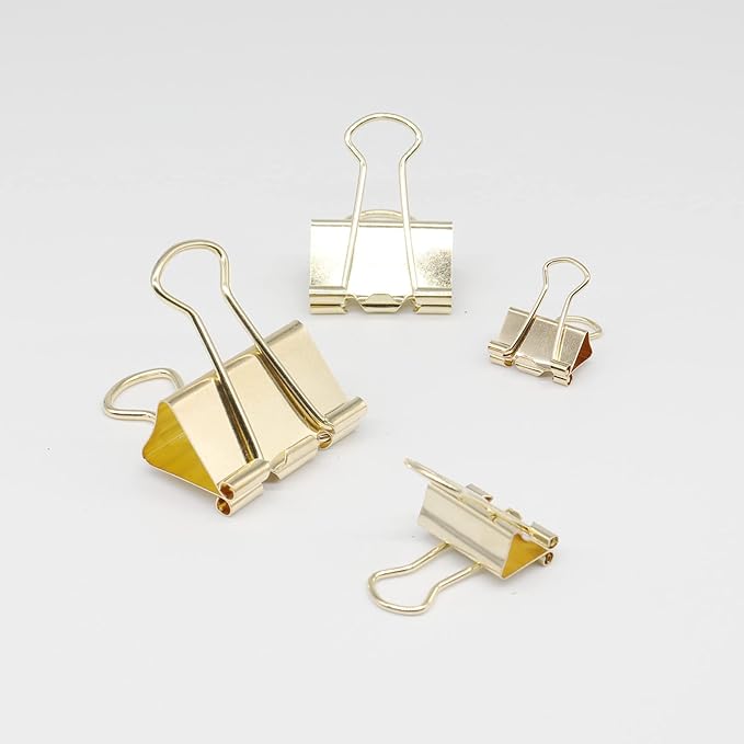 Gold Binder Clip, Paper Binder Clips, Paper Clamps Assorted Sizes, Paperclips - Image 4