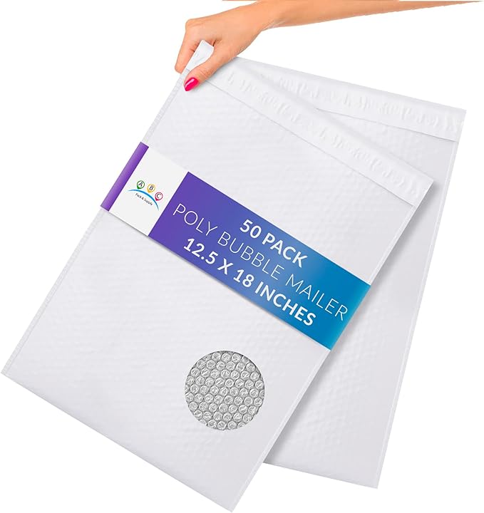 ABC PACK & SUPPLY Poly Bubble Mailers, 12.5 x 18 Inch. Pack of 50 White Padded by ABCPackSupply%C2%AE